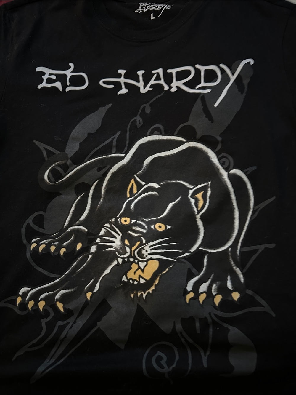Ed Hardy Black Panther Graphic Tee - Black & Gold